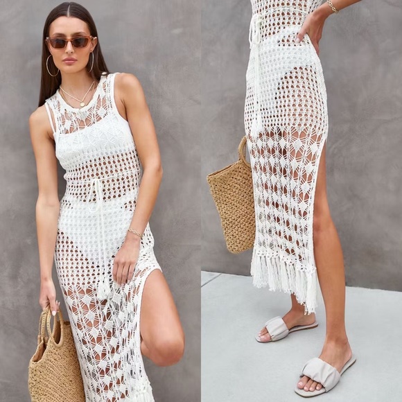 🦃BLACK FRIDAY SALE🦃 Mai Tai Mood Cream Crochet Maxi Dress - Picture 3 of 6